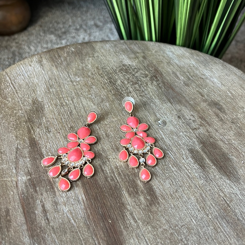 Coral statement earrings